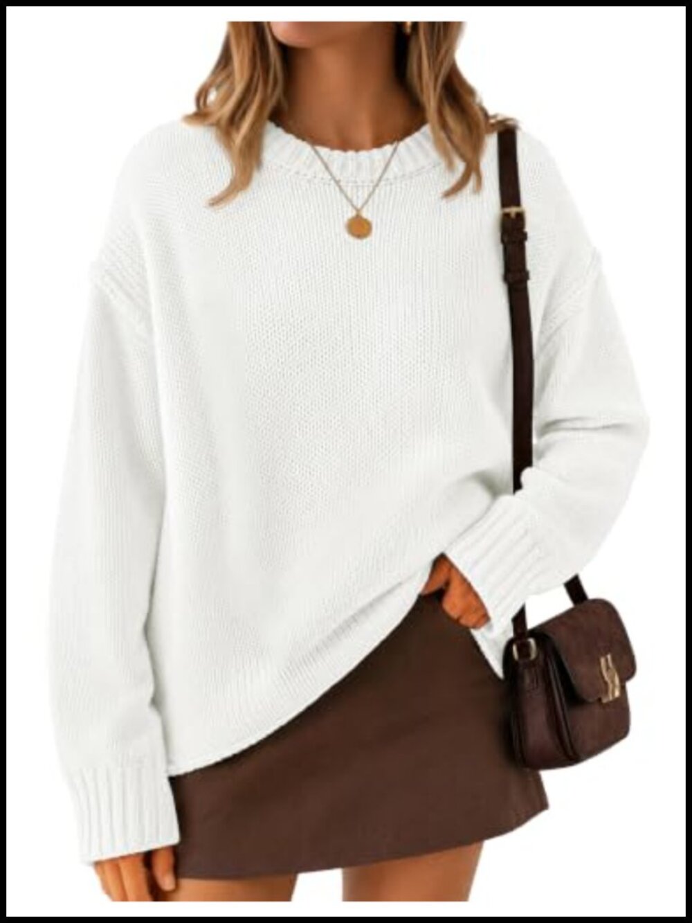 Oversized Chunky Knit Pullover Sweater - Soft Cotton Blend, Crewneck, Long